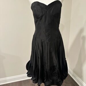 Chic Black Midi Dress with Floral Accents